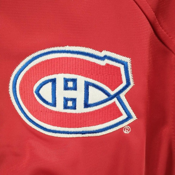 NHL Boys Montreal Canadiens Full Zip Jacket Medium Red Blue Raglan Embroidered - Picture 4 of 14
